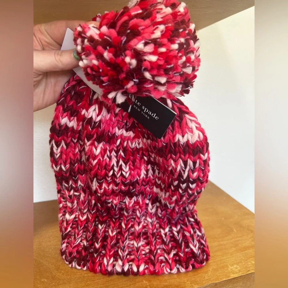 Kate Spade red and pink beanie. NWT